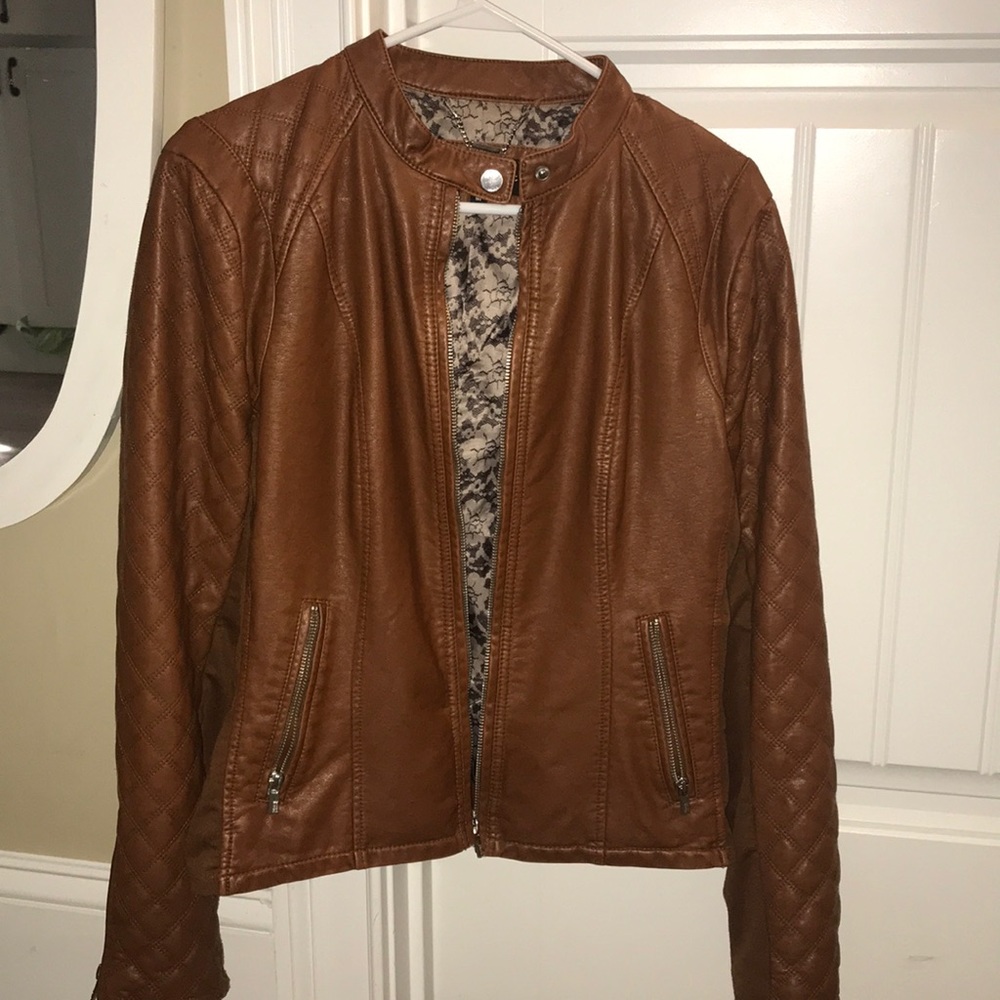 Black Rivet  Faux-Leather Jacket